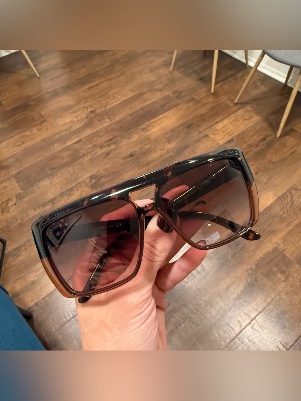 Gucci Tortoiseshell Brown Gradient Shield Sunglasses